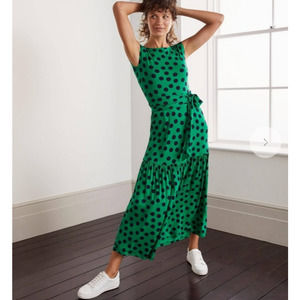 Boden Green Polka Dot Midi Dress